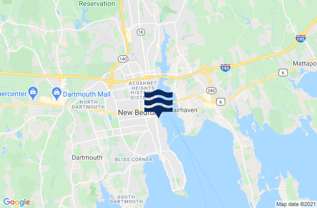 New Bedford, United Statesの潮見表地図