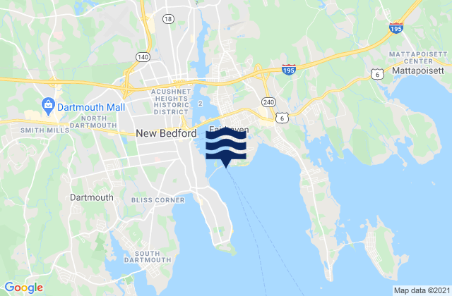 New Bedford Hurricane Barrier, United Statesの潮見表地図