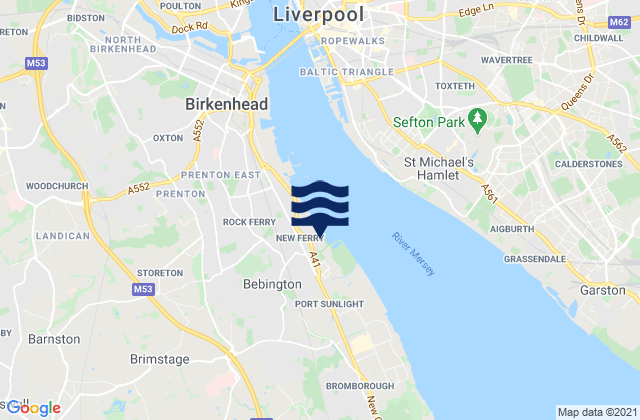 New Ferry, United Kingdomの潮見表地図