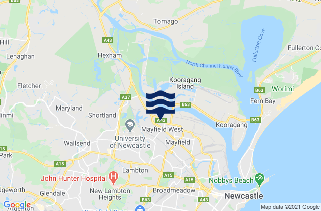New Lambton Heights, Australiaの潮見表地図
