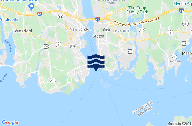 New London Harbor entrance, United Statesの潮見表地図