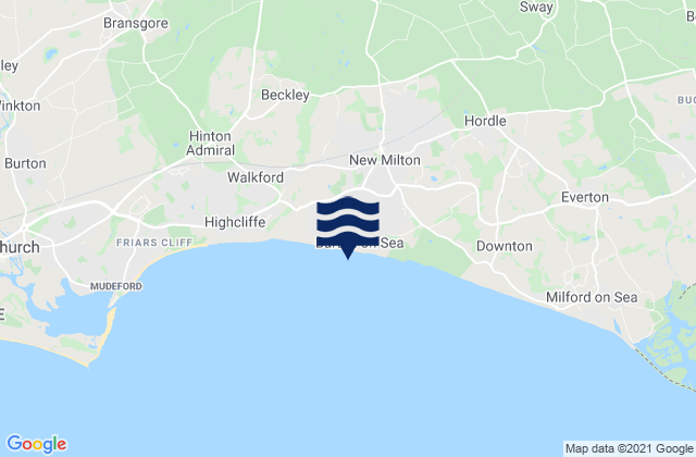 New Milton, United Kingdomの潮見表地図