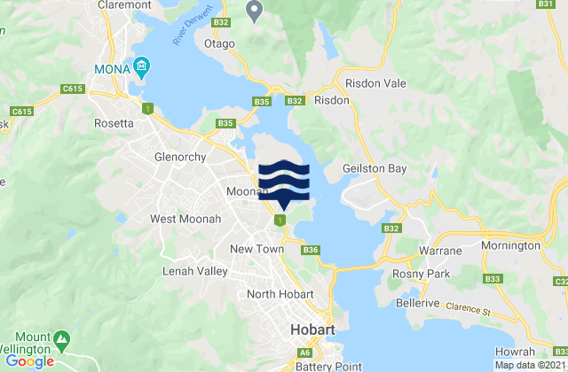 New Town, Australiaの潮見表地図
