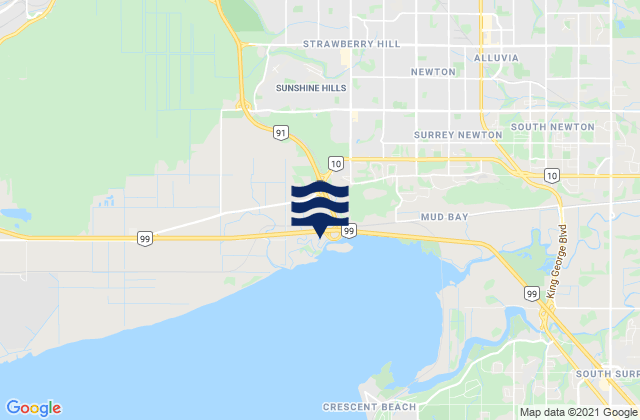 New Westminster, Canadaの潮見表地図