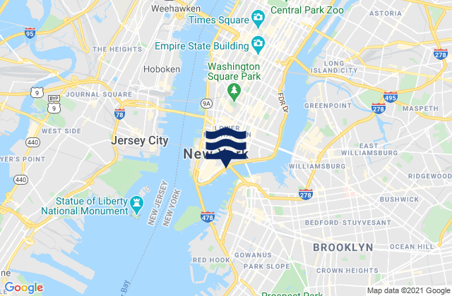 New York City, United Statesの潮見表地図