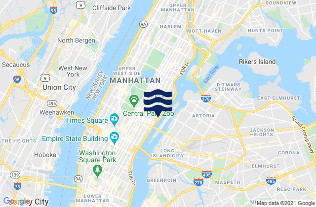 New York County, United Statesの潮見表地図