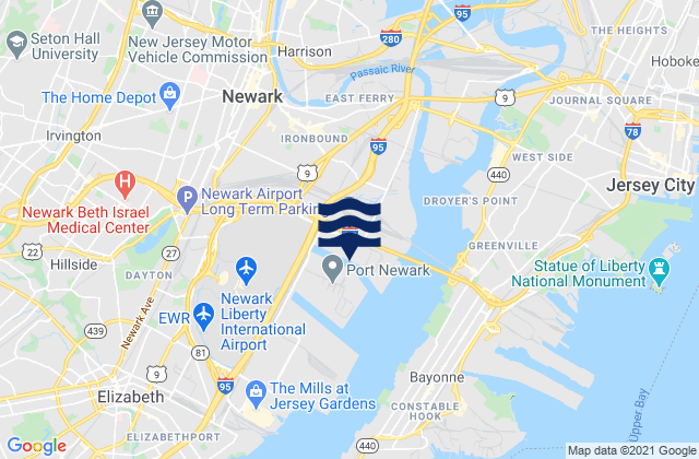Newark, United Statesの潮見表地図