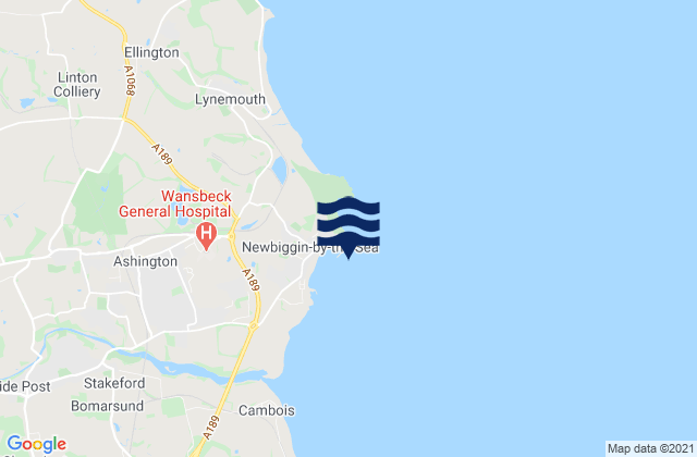Newbiggin Bay Beach, United Kingdomの潮見表地図