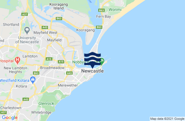 Newcastle -The Harbour, Australiaの潮見表地図