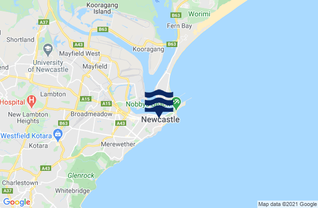Newcastle, Australiaの潮見表地図