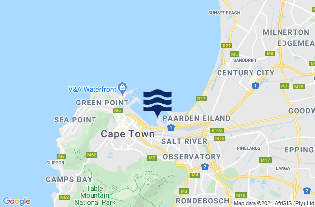 Newlands, South Africaの潮見表地図