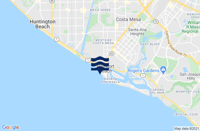 Newport Beach Municipal Beach, United Statesの潮見表地図
