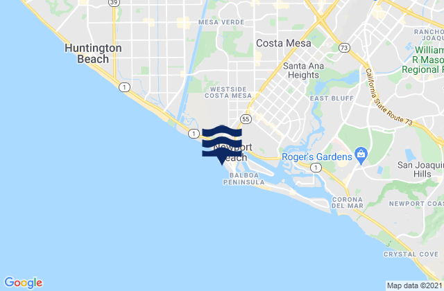 Newport Beach, United Statesの潮見表地図