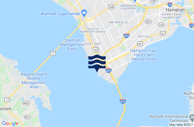 Newport News, United Statesの潮見表地図