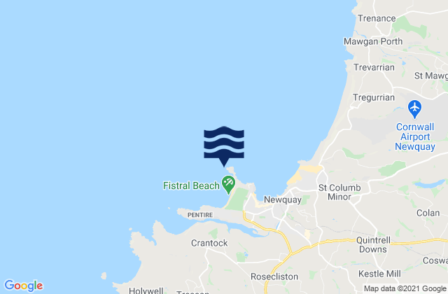 Newquay - Cribbar, United Kingdomの潮見表地図