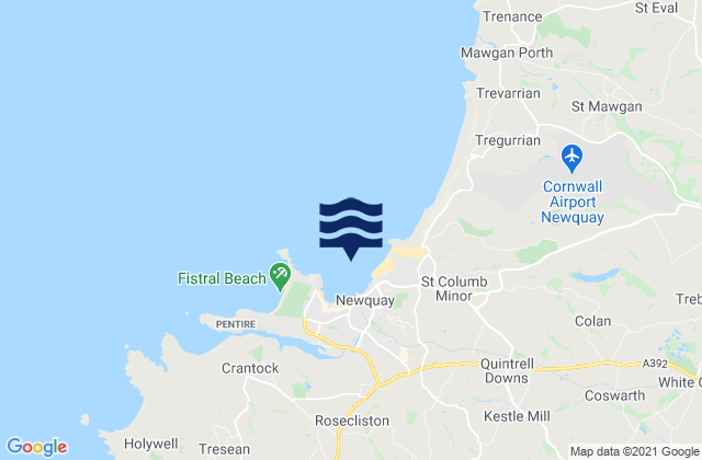 Newquay - Tolcarne Wedge, United Kingdomの潮見表地図
