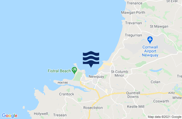 Newquay - Towan / Great Western, United Kingdomの潮見表地図