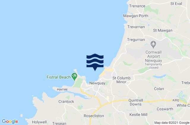 Newquay, United Kingdomの潮見表地図