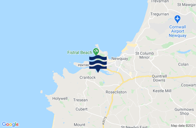 Newquay Town Beach, United Kingdomの潮見表地図