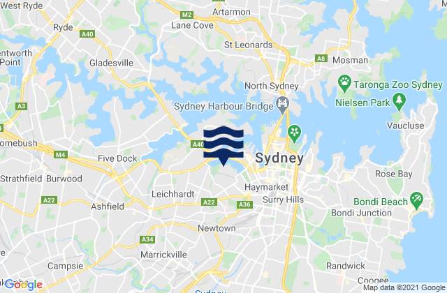 Newtown, Australiaの潮見表地図