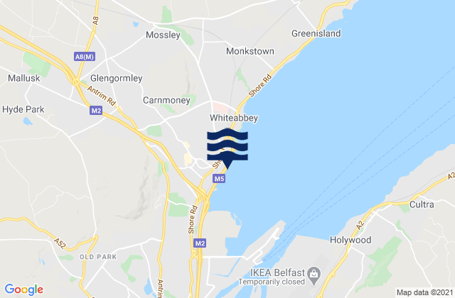 Newtownabbey, United Kingdomの潮見表地図