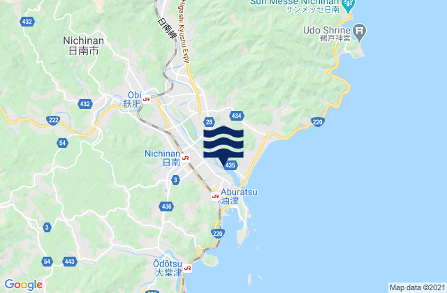 Nichinan Shi, Japanの潮見表地図