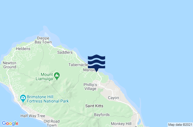 Nicola Town, Saint Kitts and Nevisの潮見表地図