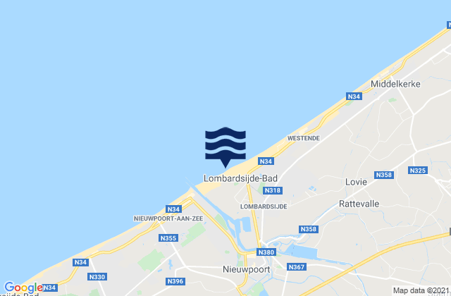 Nieuwpoort, Belgiumの潮見表地図