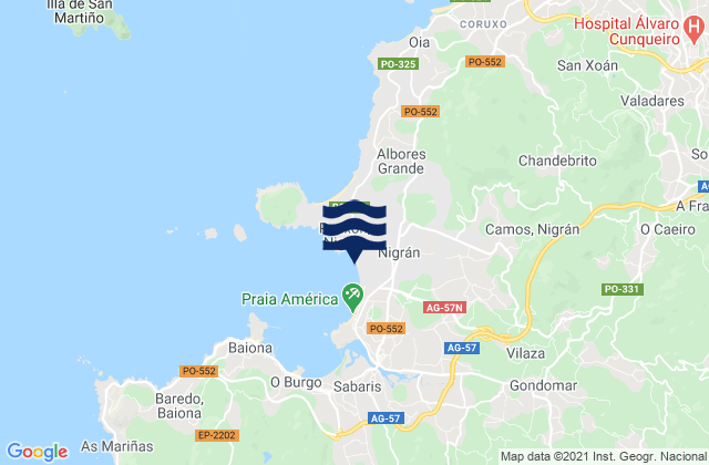 Nigrán, Spainの潮見表地図