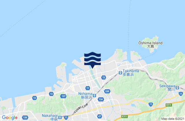 Niihama, Japanの潮見表地図