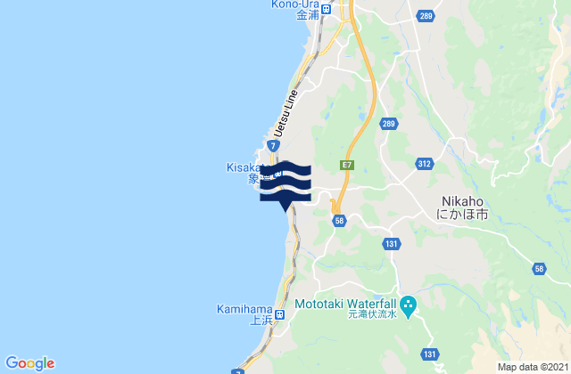 Nikaho-shi, Japanの潮見表地図