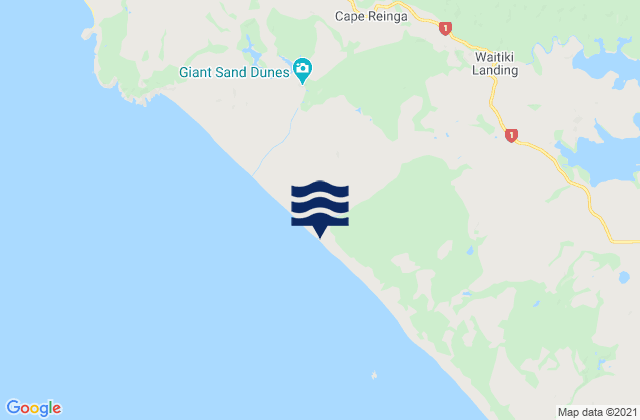 Ninety Mile Beach, New Zealandの潮見表地図