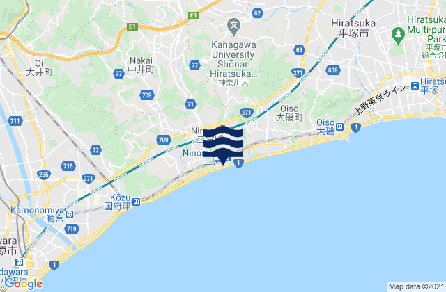 Ninomiya, Japanの潮見表地図