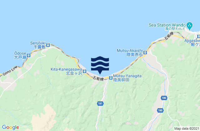Nishitsugaru-gun, Japanの潮見表地図