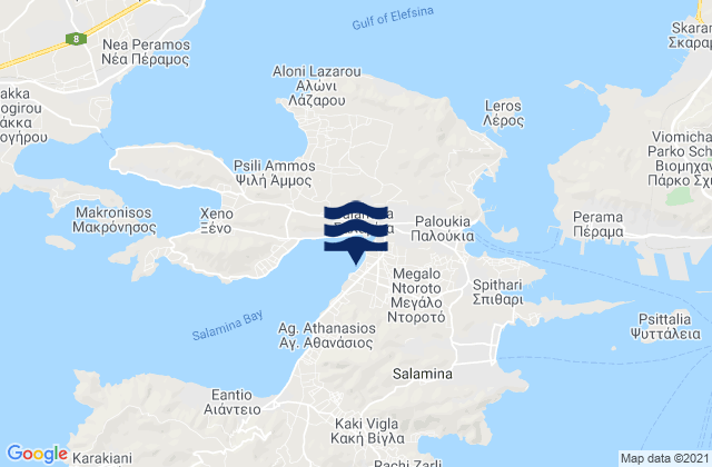 Nisí Salamína, Greeceの潮見表地図