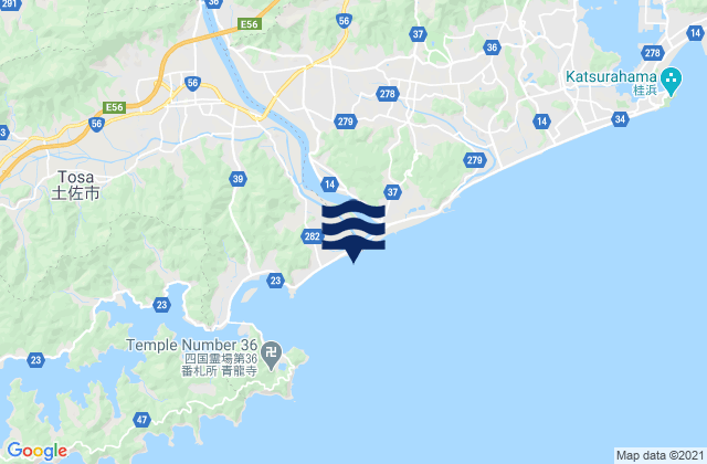 Niyodo, Japanの潮見表地図