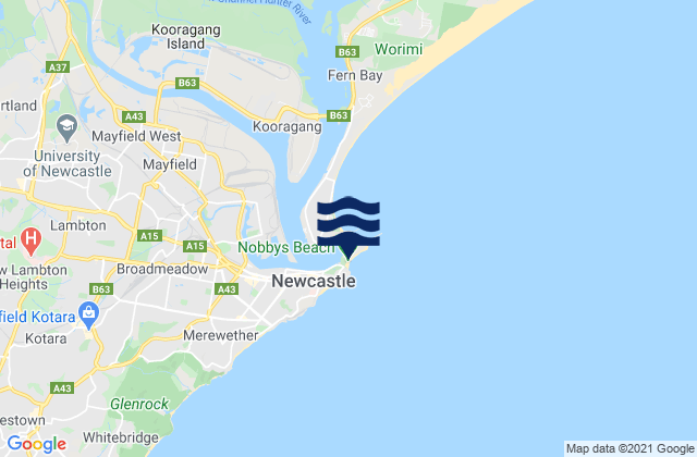 Nobby's Beach, Australiaの潮見表地図