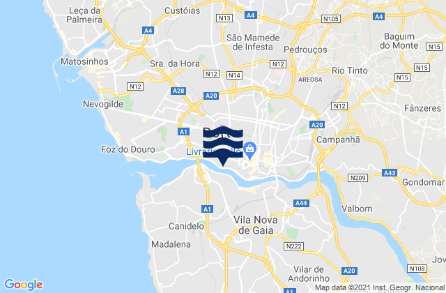 Nogueira, Portugalの潮見表地図