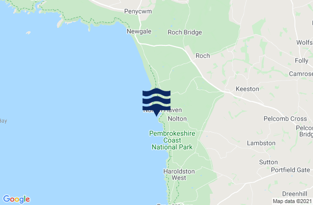 Nolton Haven Beach, United Kingdomの潮見表地図
