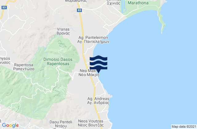 Nomarchía Anatolikís Attikís, Greeceの潮見表地図
