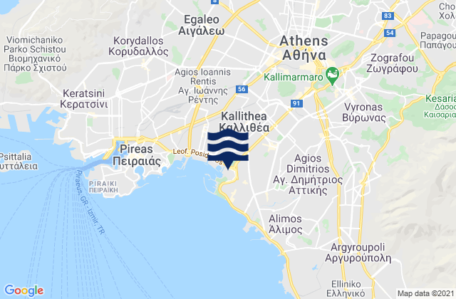 Nomarchía Athínas, Greeceの潮見表地図