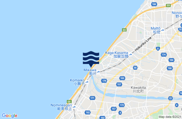 Nomi Shi, Japanの潮見表地図