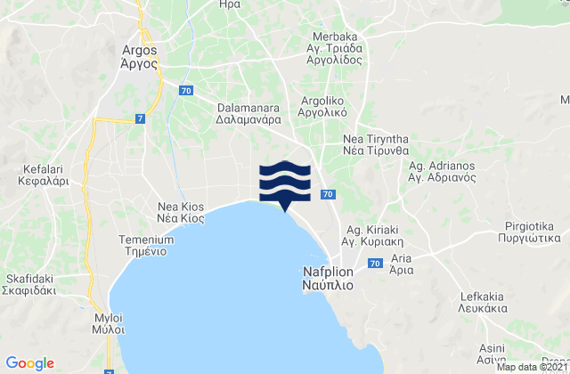 Nomós Argolídos, Greeceの潮見表地図