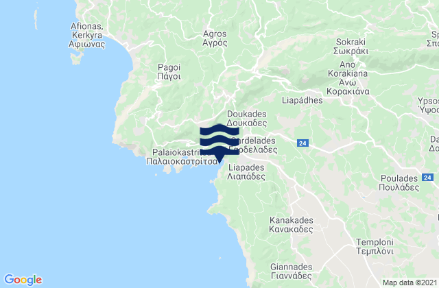 Nomós Kerkýras, Greeceの潮見表地図