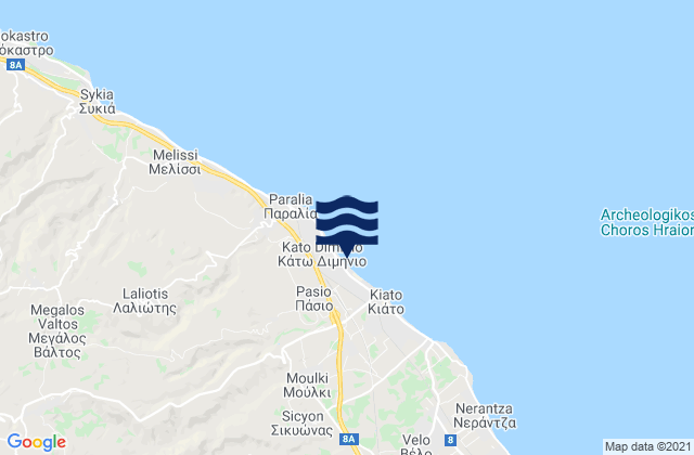 Nomós Korinthías, Greeceの潮見表地図