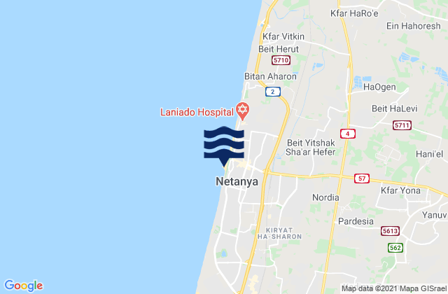 Nordiyya, Israelの潮見表地図