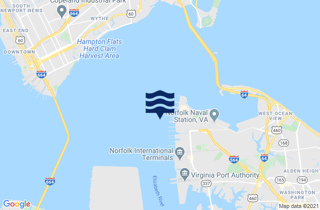 Norfolk Harbor Reach (Buoy R 8), United Statesの潮見表地図