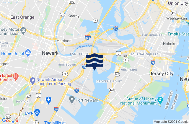 North Arlington, United Statesの潮見表地図