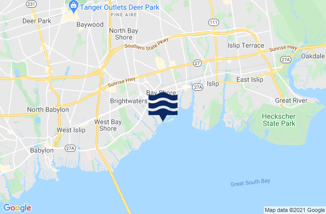 North Bay Shore, United Statesの潮見表地図