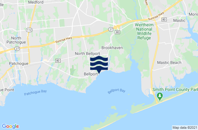 North Bellport, United Statesの潮見表地図
